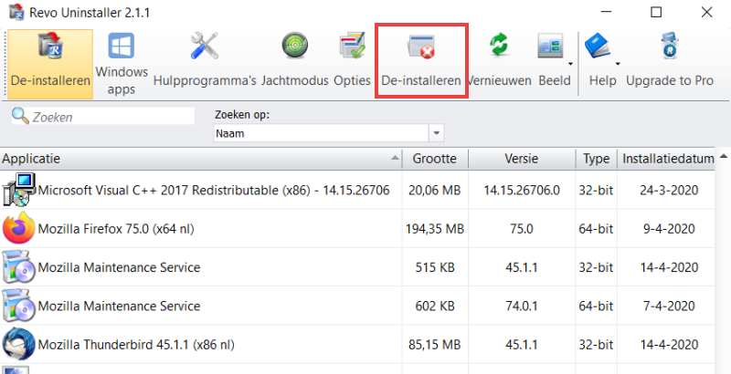 De-installeren